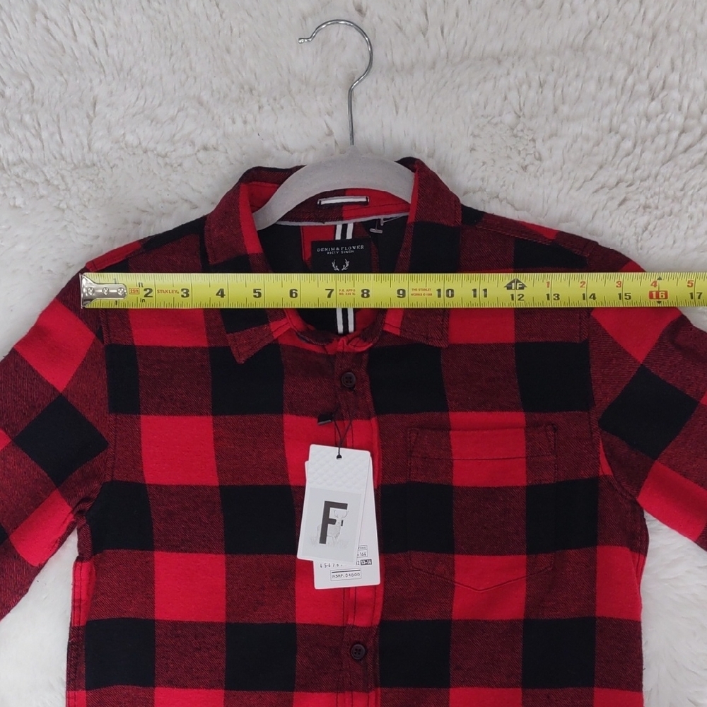 DENIM& FLOWER, Size 13/14,Kids Red and Black Plaid Shirt - Picture 12 of 17